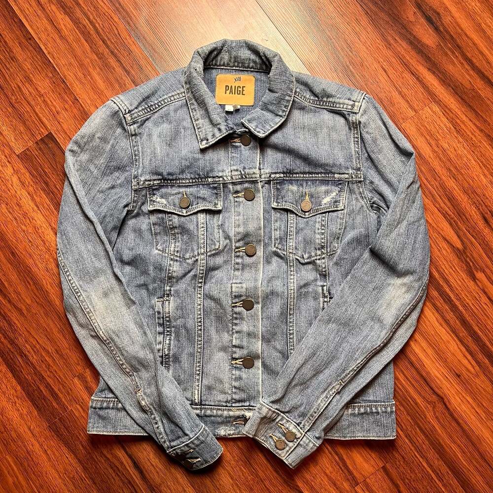PAIGE Distressed Jean Light Blue Denim Jacket grunge 90s Y2K Modern